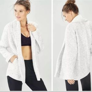Fabletics Vanessa Hooded Cardigan Sweater/Sweatshirt  Pockets Ice Heather Size M